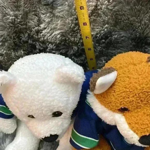 NHL Vancouver Canucks Plush White Bear and Brown Fox Stuffed Animals with Jersey - Picture 13 of 16